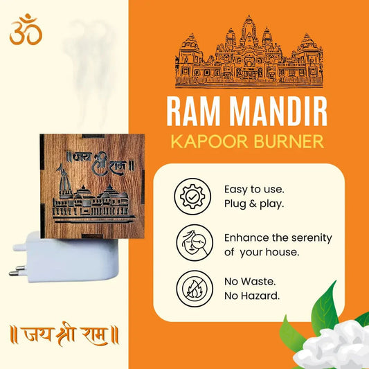 KapoorFlame™️ 3-in-1 Ayodhya Ram Mandir Electric Aroma Burner & Night lamp